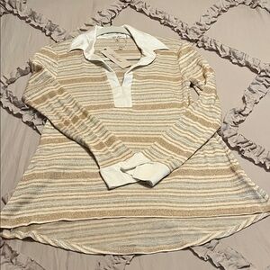 Laila Jayde/women’s NWT Gold, Silver &Cream Striped Top Size S